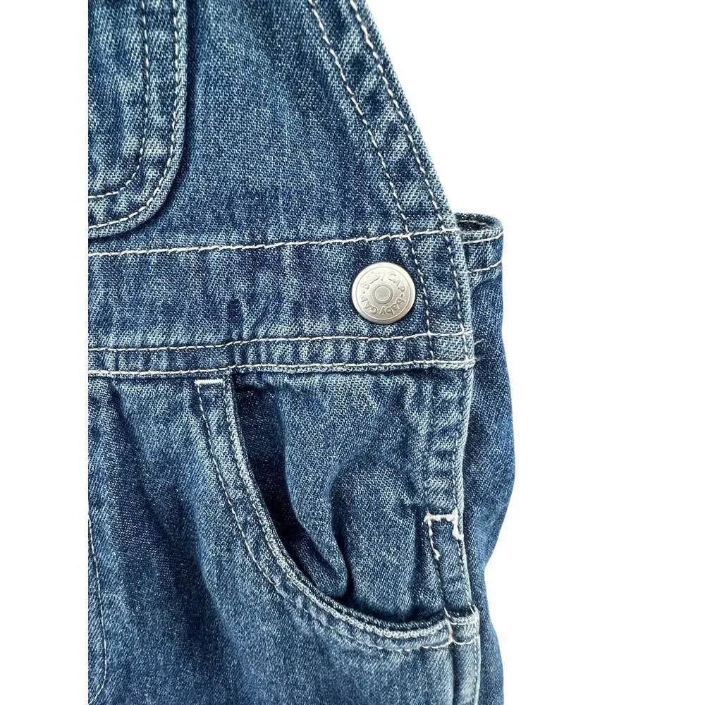 Vintage Baby Gap Classic Denim Overalls Unisex Infant 3–6 Months Snap Leg
